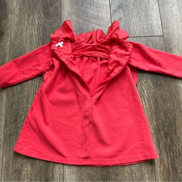 Chloe Long-Sleeve Ruffle-Trim Shift Dress Red Pink Holiday Special Occassion 18 - Picture 8 of 8